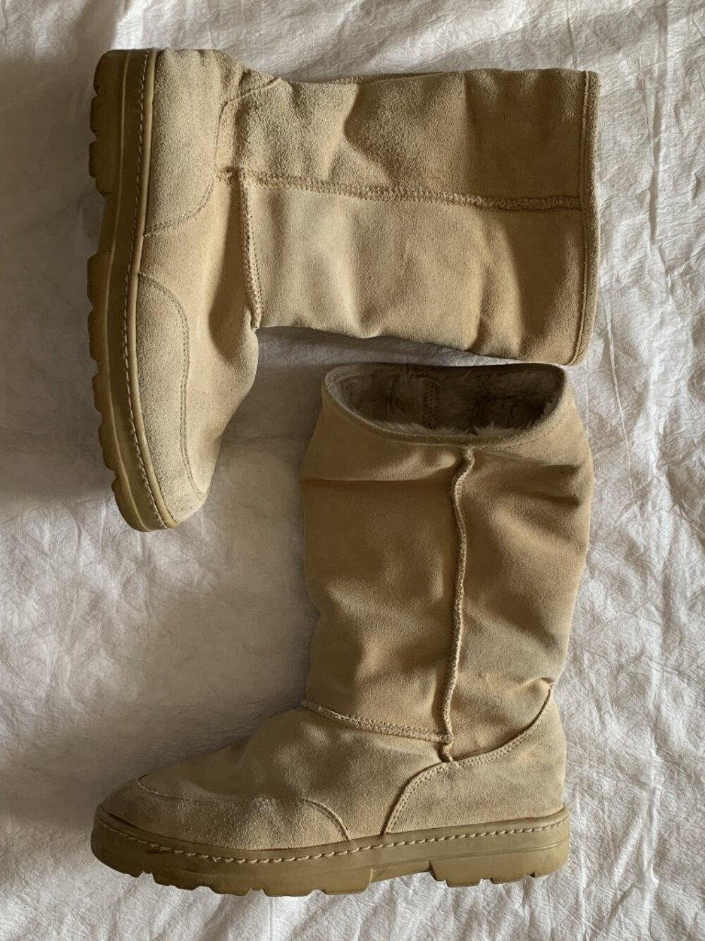 Suede Boots by Nevada - Beige - Women's Size 8 (US) - ~11 Inches Height - Worn